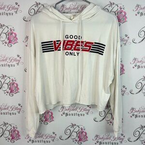 Top model sweater hoodie good vibes Trendy White 'Good Vibes Only' Hoodie
